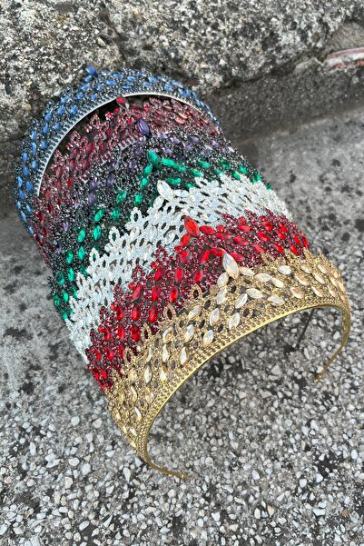 Hobigram Amara Burgundy Crown and Drop Shuttle Earrings Set – Sparkling Evening Dress Bridal Set