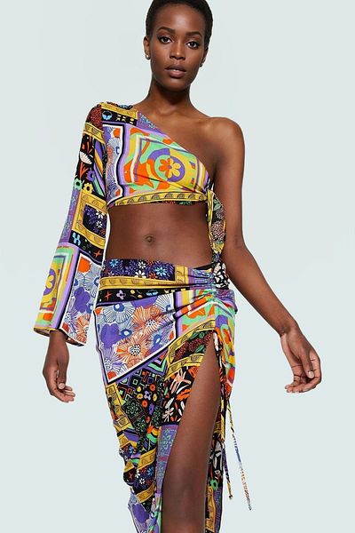 PayBuy Stylish Ethnic Patterned Viscose Blouse Skirt Beach Set High Quality Premium Comfortable Use for Summer