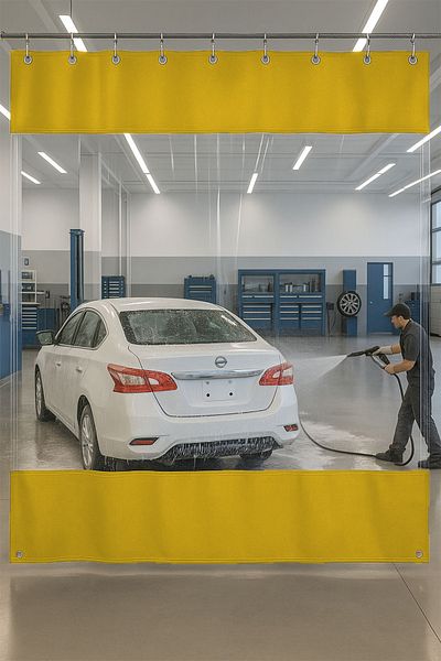 size ne lazım 0.80mm Transparent Auto Service and Wash Partition Curtain 12 Colors Height 250cm X Width 450cm