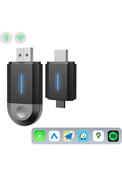 Zilvana Kablosuz CarPlay Android Auto Dönüştürücü | USB Tak-Çalıştır Cihaz (T...