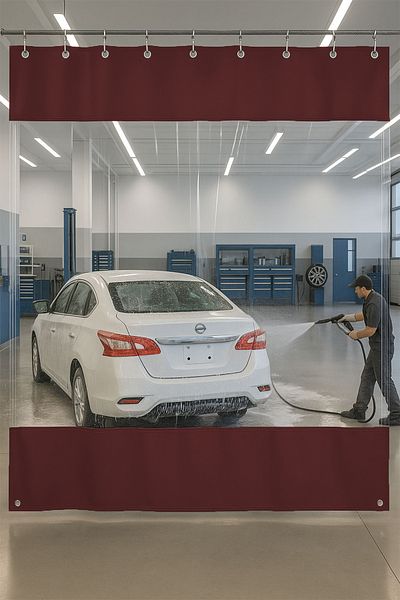 size ne lazım 0.80mm Transparent Auto Service and Wash Partition Curtain 12 Colors Height 250cm X Width 450cm