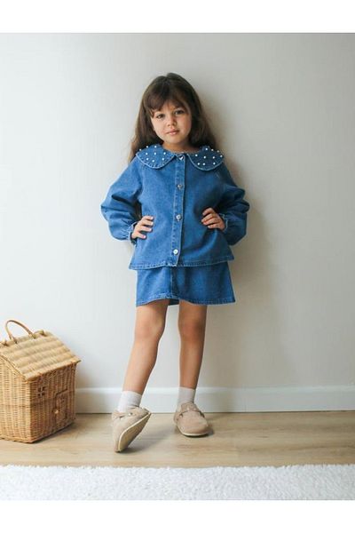 Mywkids Pearl Detail Girl's Denim Suit Premium Special Series