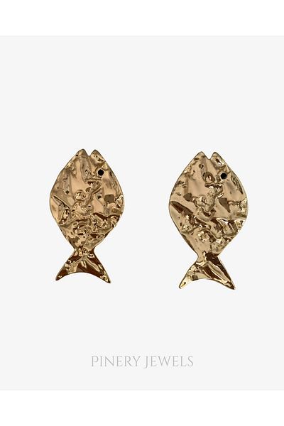 Pinery Jewels Crushed Plate 6 cm Fish Model Women's Earrings Pair