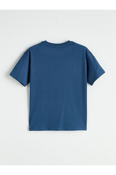 LC Waikiki Indigo Crew Neck Basic Boy's T-Shirt