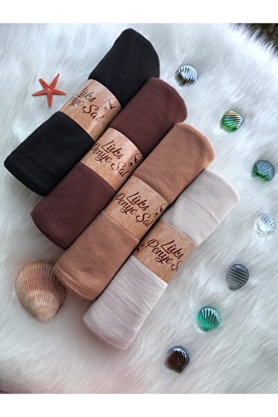 LA SEFA مجموعة من 4 شالات قطنية ممشطة (أسود - شوكولاتة - كاميل - حجر)