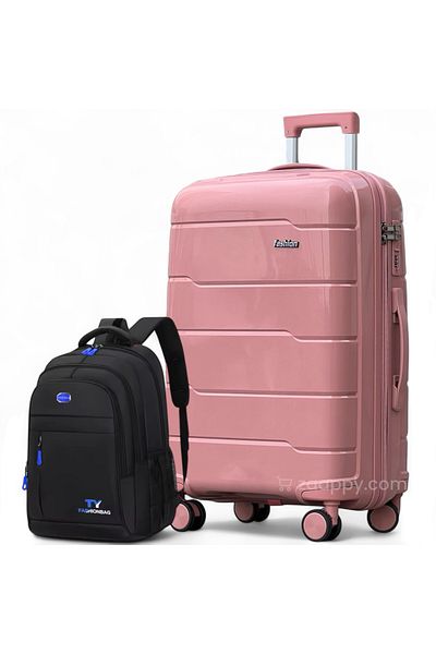 ZAAPPY Unbreakable PP 24 Inch[20-25kg] Luggage with Stylish Backpack Combo
