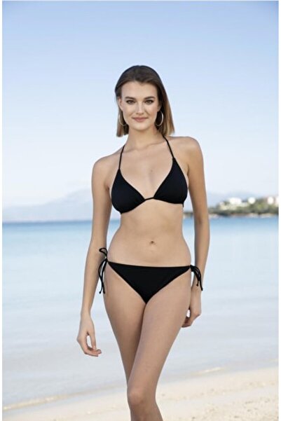 Kelebeklingerie Women's New Season Lycra Flexible Side and Neck Tie Stylish Drawstring Triangle Bikini Set