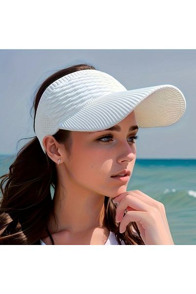 SOSYETEZGAHI Water Wave Sun Hat Elastic Knitted Hat,Breathable Women's Long Edge Sunshade Hat Sports Sapka