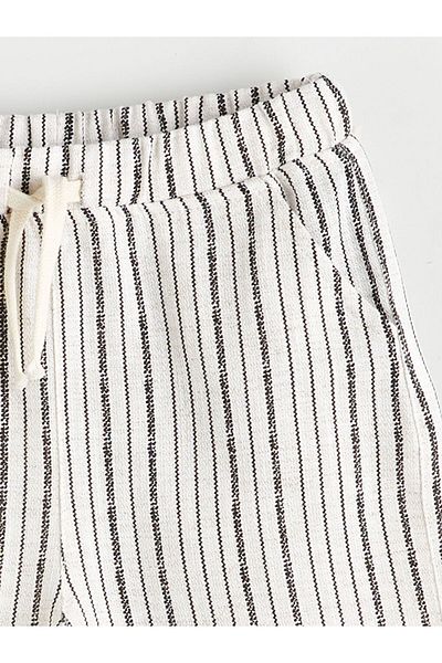 LC Waikiki Black Elastic Waist Striped Boy's Shorts