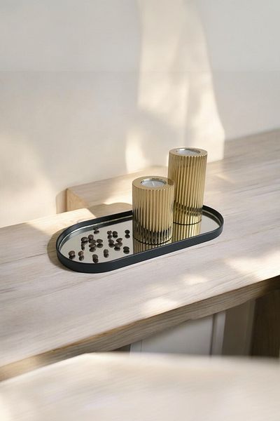 UCR HOME Oval Mirror Presentation Holder Treats Coffee and Tea 12X30 cm
