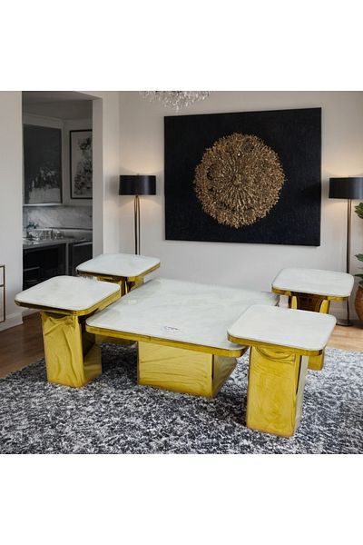 Ch 5-piece marble table set