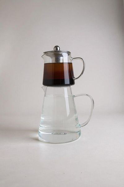UCR HOME Borosilicate Heat Resistant Chubby Glass Teapot Set Teapot