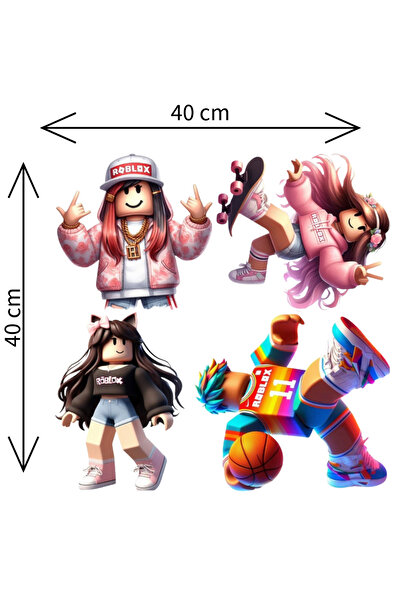 Ingift Set 4 imagini termoadezive pentru textile Roblox, aplicare cu fierul d...