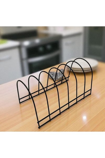 CEPHOME Suport pentru farfurii BlackLine cu 6 compartimente și organizator și oval