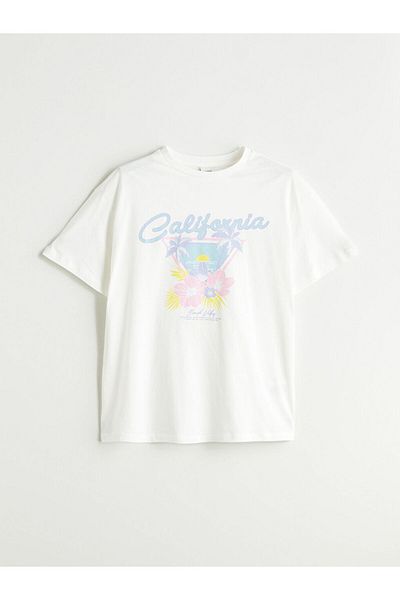 LC Waikiki New Season Crew Neck California Printed Girls' T-Shirt - S5Rp51Z4