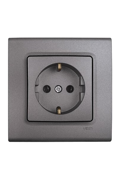 VİKO LİNNERA LİFE GRANİT GRİSİ TOPRAKLI PRİZ ÇERÇEVELİ