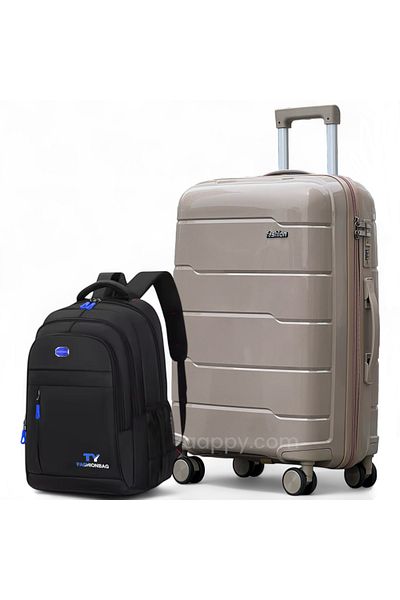 ZAAPPY Unbreakable PP 24 Inch[20-25kg] Luggage with Stylish Backpack Combo