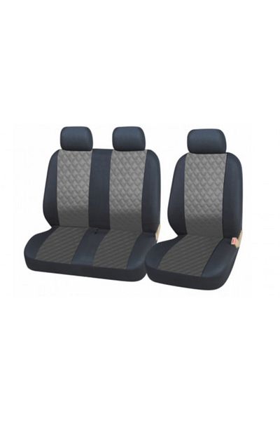 DELUXETUNING Set huse scaune auto, universale, fata 2+1, piele ecologica negru cu gri