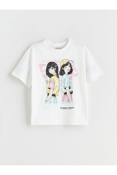 LC Waikiki White Crew Neck Girl's T-Shirt