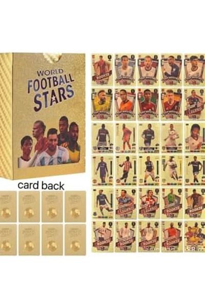 Generic Football Star Cards - UEFA & Premier League Football Cards 2024, 55 Pcs Golden Foil Cards Limited Ed