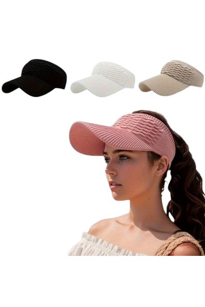 SOSYETEZGAHI Water Wave Sun Hat Elastic Knitted Hat,Breathable Women's Long Edge Sunshade Hat Sports Sapka