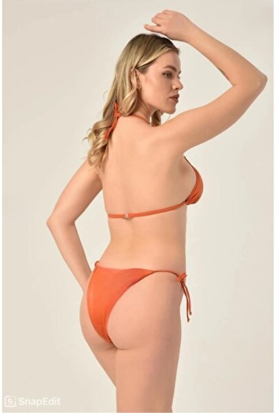 Kelebeklingerie Women's New Season Lycra Flexible Side and Neck Tie Stylish Drawstring Triangle Bikini Set