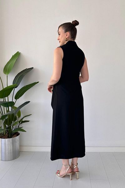 MaziButik Side Tie Sleeveless Dress Black