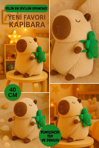 sebura Large Size Capybara Toy Capybara Soft Furry Plush Toy 40 cm
