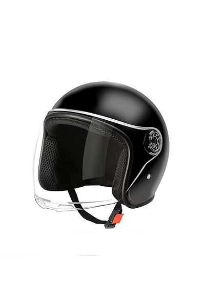 FIXATO Casca moto/scuter unisex, cu vizor, marime universala 56-62cm, neagra