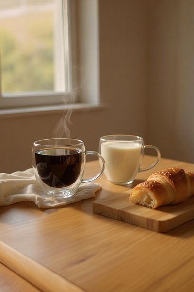 UCR HOME Double Skin Glass Tea Coffee Soft Drink Cup Borosilicate Heat Resistant 250ml 2Pcs