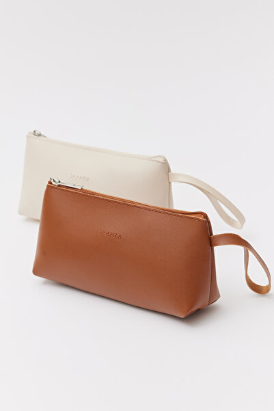 Shanta Σετ 2 Tan - Cream D11 Μακιγιάζ και τσάντα ταξιδιού με κοντό λουράκι με...