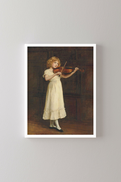 epiqart Girl Playing the Violin - White Frame