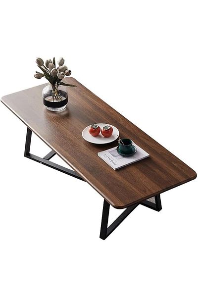 AGD Coffee Table for Living Room, Rectangular Multifunctional Table, High Quality Steel Frame / Brown