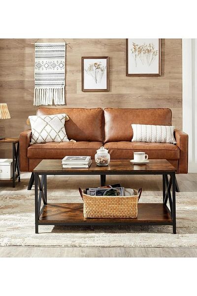 AGD Rectangular Wooden Coffee Table, for Living Room, Office, Study, and Reception Areas / Brown