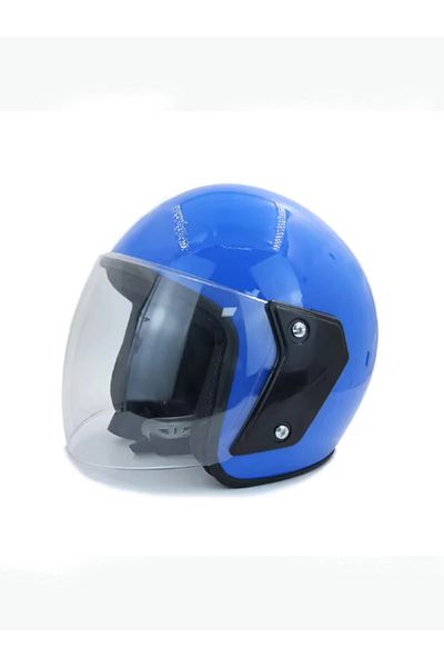 FIXATO Casca moto/scuter unisex, cu vizor, marime universala 56-62cm, albastra