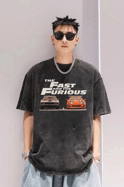 Redboxbutik The Fast and The Furious Printed Unisex Oversize Vintage T-shirt