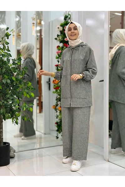 Esse Rstm Boutique Pants with Elastic Waist Front Zipper Campaign Linen Fabric Double Suit