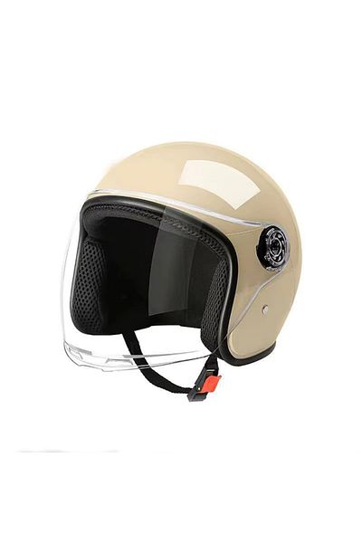 FIXATO Casca moto/scuter unisex, cu vizor, marime universala 56-62cm, crem