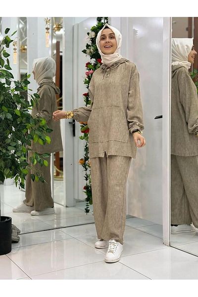 Esse Rstm Boutique Pants with Elastic Waist Front Zipper Campaign Linen Fabric Double Suit