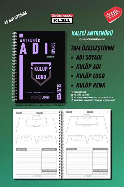 Tasarım Matbaa Kaleci Antrenörü Defteri