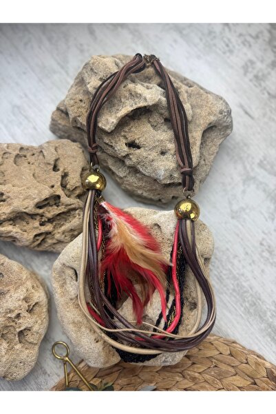 SEDEF TAKI Gold halkalı tüylü kolye