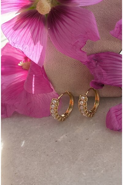 xUPING Altın Kaplama İnci Suyolu Küpe Kararmaz 14K Rengindedir 1,5cm