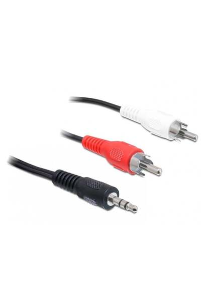 OEM Cablu audio stereo jack 3.5mm la 2xRCA, lungime 1.5m, negru