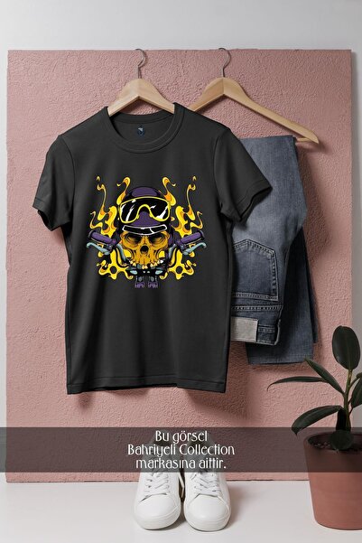 Bahriyeli Collection supradimensionat Unisex cu designul Rider cu craniu usca...