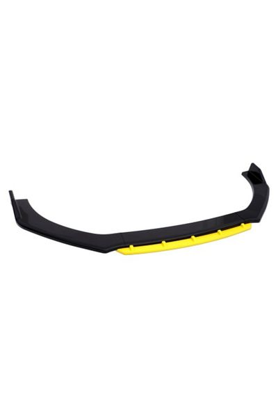 DELUXETUNING Extensie bara față Megane Design, negru lucios cu margine galbenă, 4 bucăți, lungime 180 cm