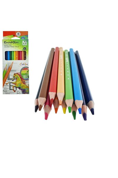 Diverse Set of 12 colored pencils, 175 mm, triangular, lead thickness 3mm, C113 Wood-Free, multicolor