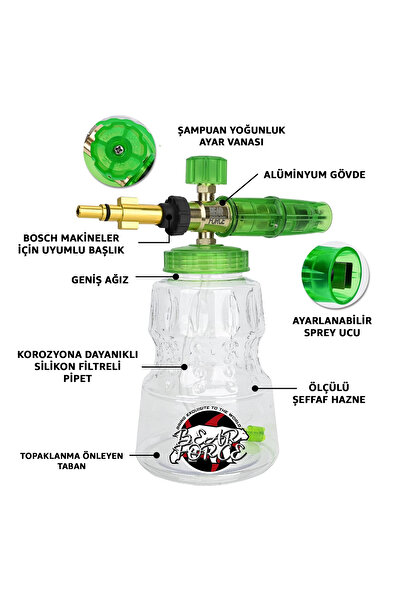 ROBEVE Bear Force Foam Lance Bosch Cihazlar İle Uyumlu Köpük Yapıcı Aparat 1L Köpük Aparatı