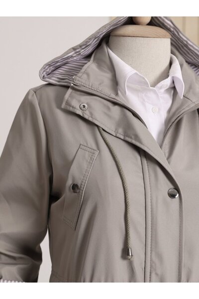 ALPACO Lining Striped Trench Coat -Gray -Collection
