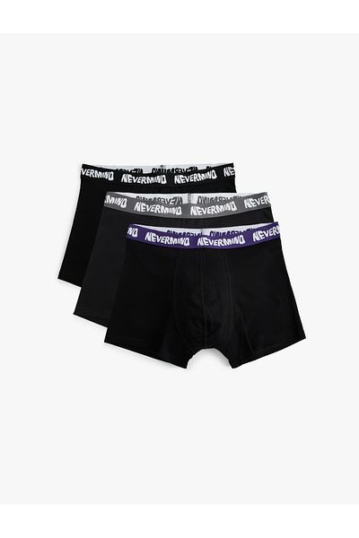 Koton New Season 3-Pece Boxer Set Oversize Slogan εμπριμέ βαμβακερό
