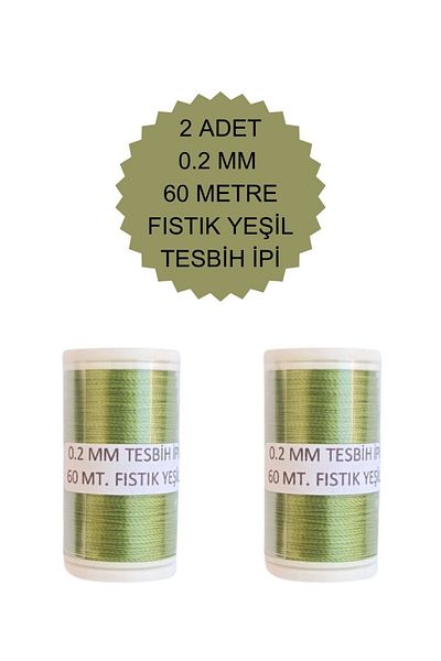 Eskişehir hobi sanat 2 τεμάχια 0,2 mm 60 μέτρα κορδόνι χάντρες προσευχής Φιστίκι πράσινο χρώμα (πιο λεπτό κορδόνι χάντρες προσευχής)